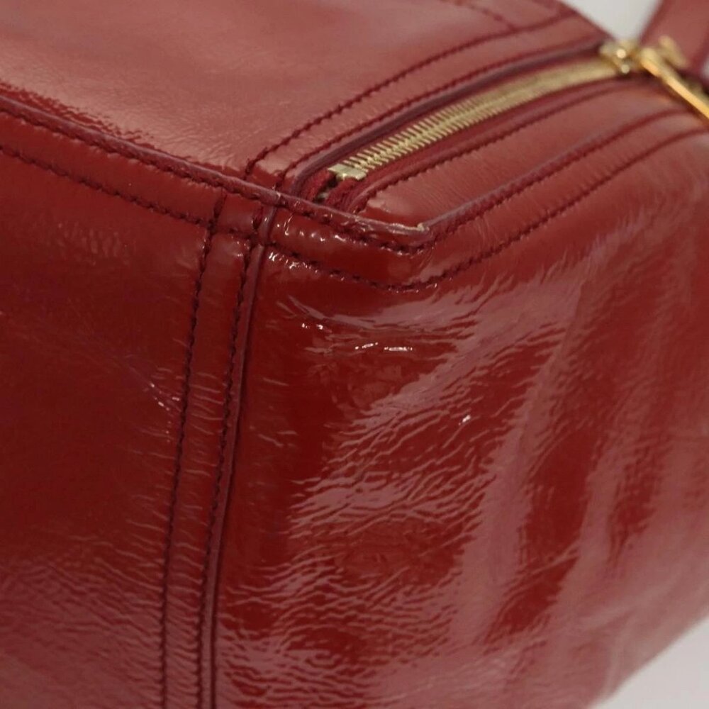 SAINT LAURENT Downtown Shoulder Bag Enamel Red Gold Auth sw465 - Picture 4 of 16